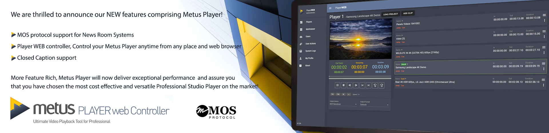 Metus Player new features